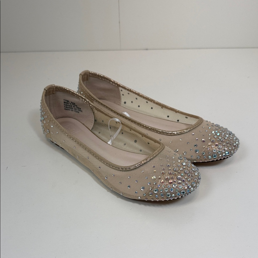 Sparkling Beige Embellished Flats